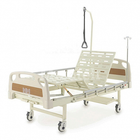 Кровать медицинская Med-Mos механическая E-8 с инфузионной стойкой, рамой для подтягивания, боковыми ограждениями. Изображение 2 из 5